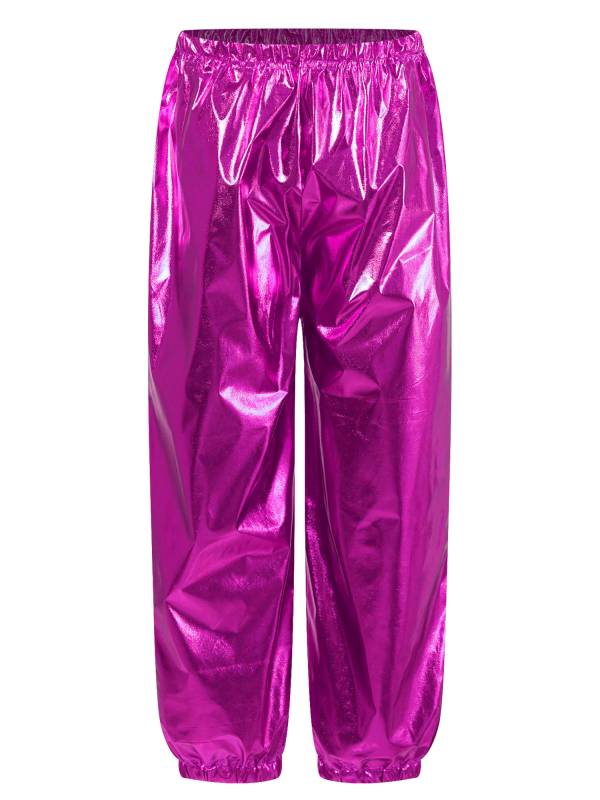 Kids Boys Girls Shiny Metallic Elastic Waistband Jazz Dance Pants thumb