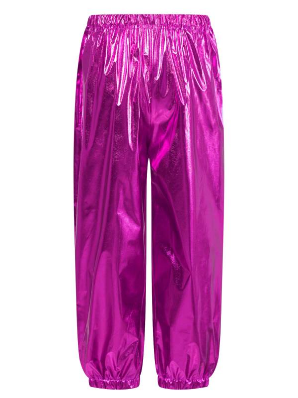 Kids Boys Girls Shiny Metallic Elastic Waistband Jazz Dance Pants thumb