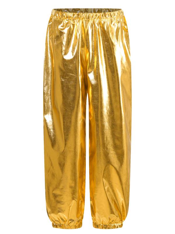 Kids Boys Girls Shiny Metallic Elastic Waistband Jazz Dance Pants thumb