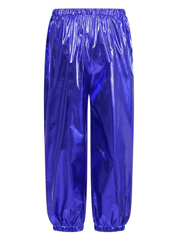 Kids Boys Girls Shiny Metallic Elastic Waistband Jazz Dance Pants thumb
