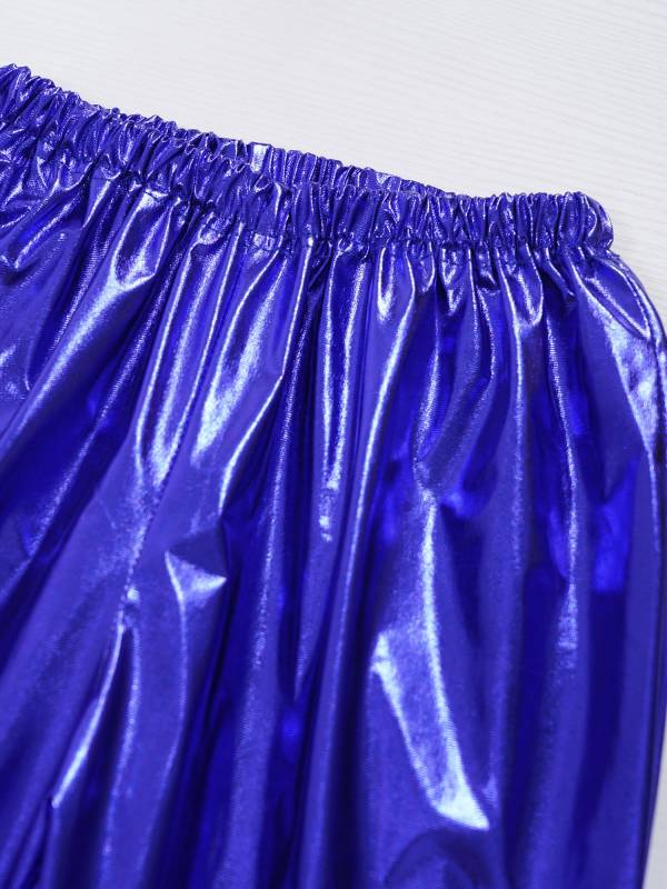 Kids Boys Girls Shiny Metallic Elastic Waistband Jazz Dance Pants thumb