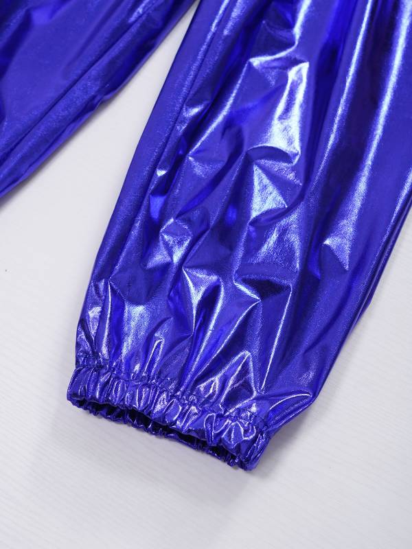 Kids Boys Girls Shiny Metallic Elastic Waistband Jazz Dance Pants thumb