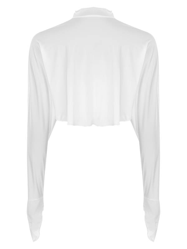Women Sun-Protective Stand Collar Long Sleeve Asymmetrical Cover-Ups thumb