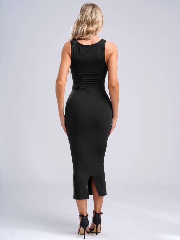 Women Square Neck Sleeveless Empire Waist Bodycon Maxi Party Dress thumb