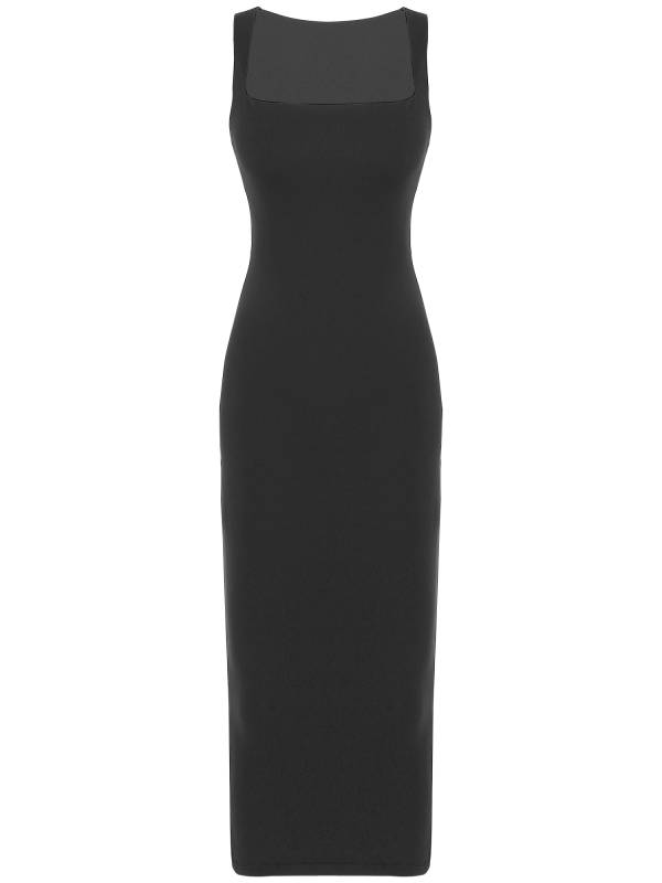 Women Square Neck Sleeveless Empire Waist Bodycon Maxi Party Dress thumb