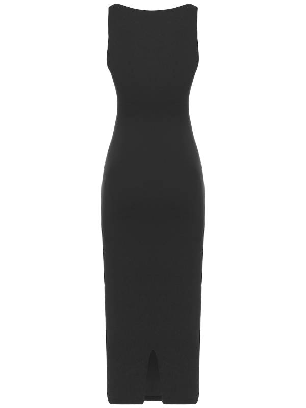 Women Square Neck Sleeveless Empire Waist Bodycon Maxi Party Dress thumb