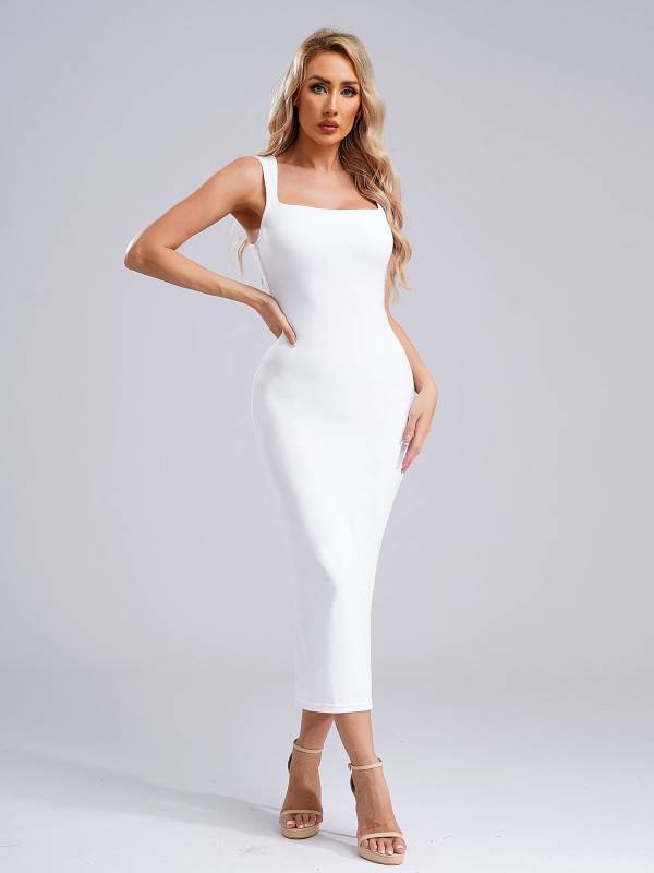 Women Square Neck Sleeveless Empire Waist Bodycon Maxi Party Dress thumb