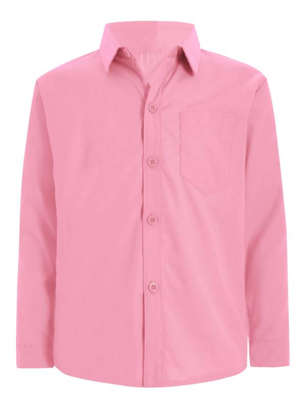 Kids Boys Long Sleeve Solid Color Button-Down Shirt thumb