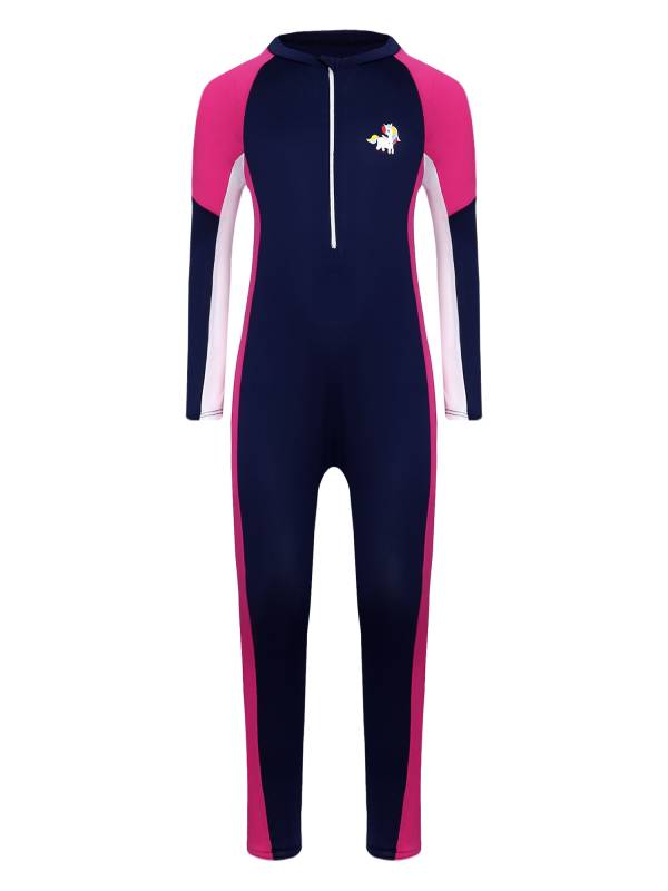 Girls Long Sleeve Zipper Full Body One Piece Swimsuit Jumpsuit thumb