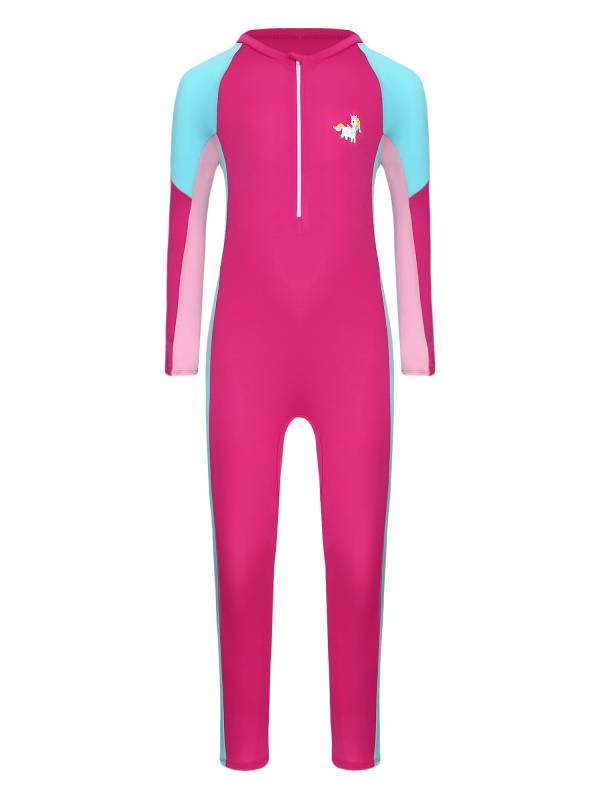 Girls Long Sleeve Zipper Full Body One Piece Swimsuit Jumpsuit thumb