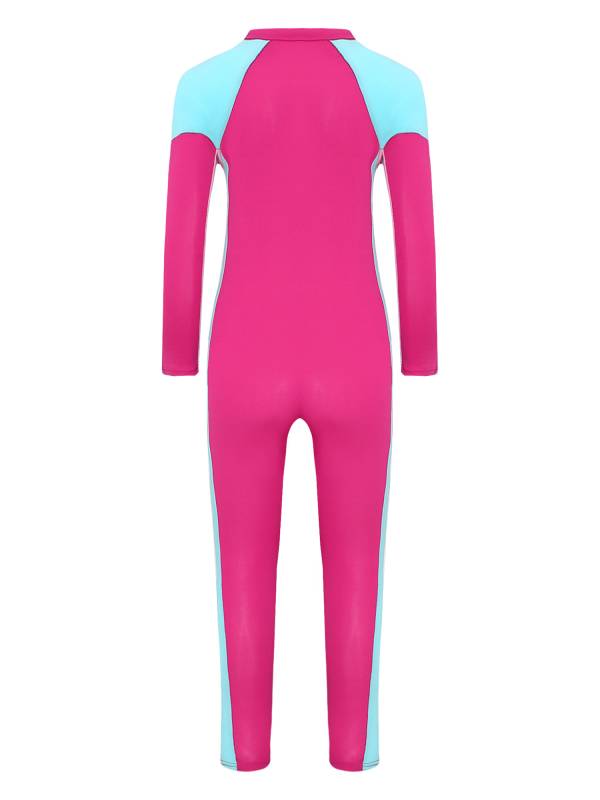 Girls Long Sleeve Zipper Full Body One Piece Swimsuit Jumpsuit thumb