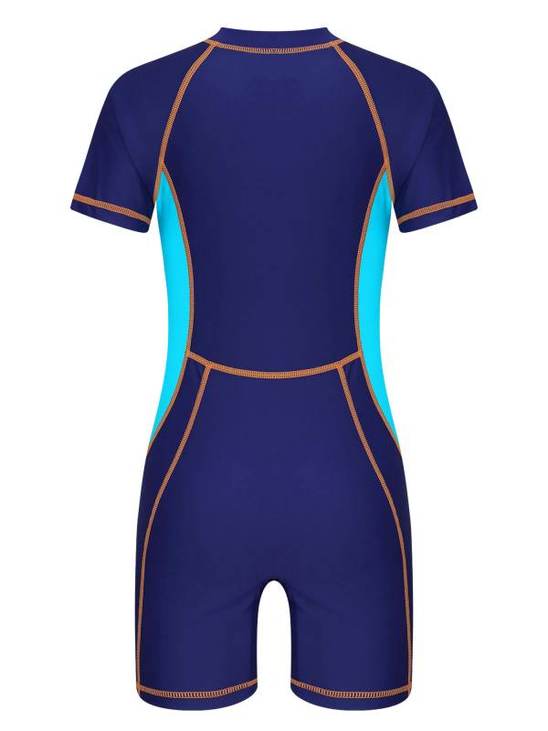 Kids Unisex One Piece Swimsuit Short Sleeve Beach Rash Guard thumb