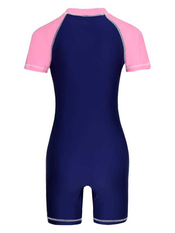 Kids Girl One Piece Swimsuit Short Sleeve UPF 50+ Rash Guard thumb