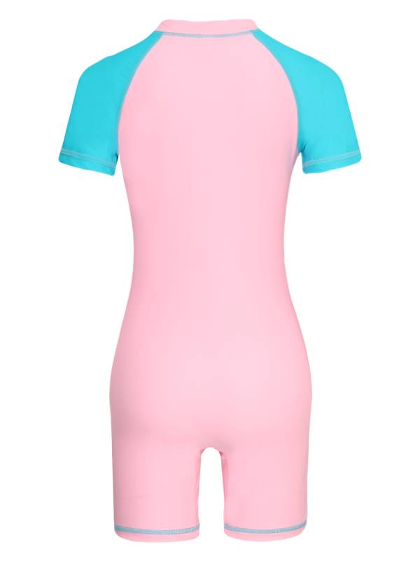 Kids Girl One Piece Swimsuit Short Sleeve UPF 50+ Rash Guard thumb