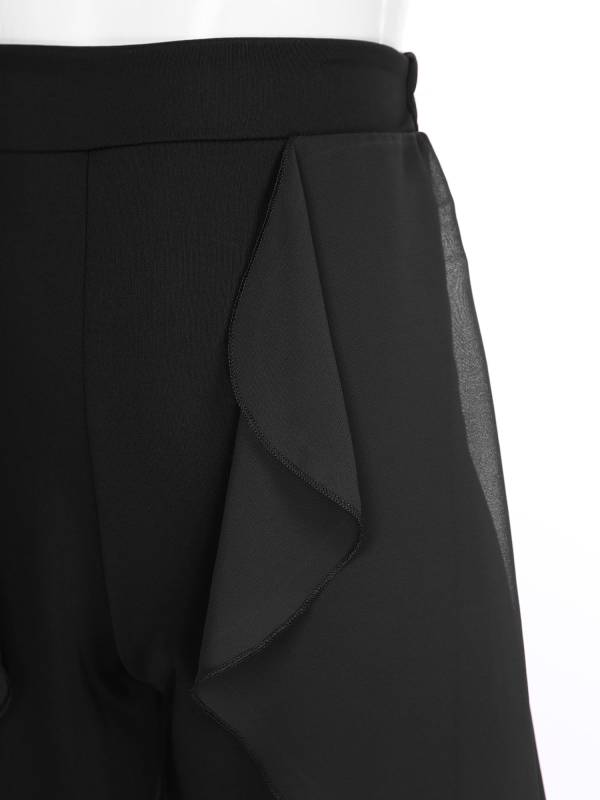 Women Ruffled High Waist Solid Color Lyrical Dance Pants thumb