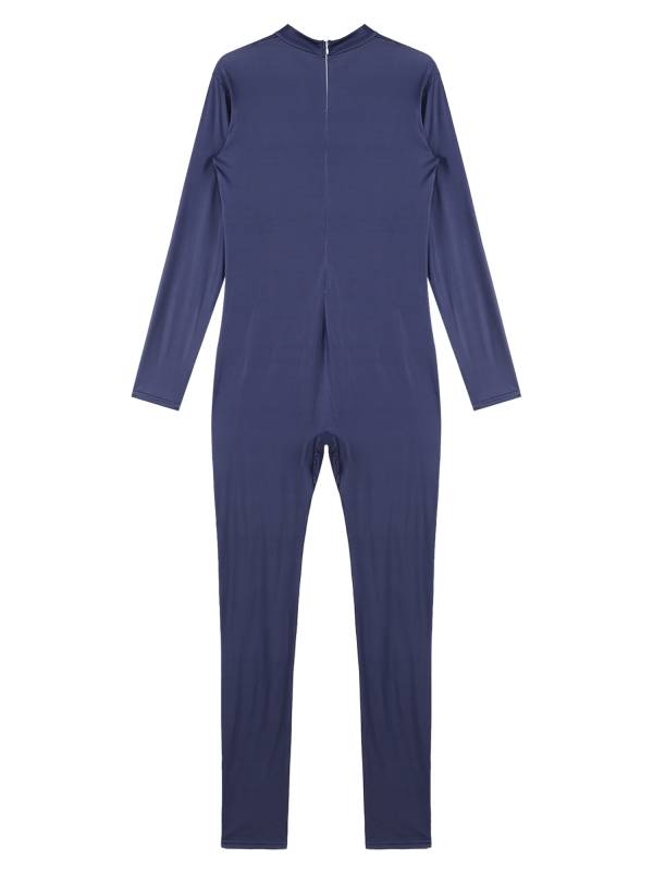 Women Long Sleeve Mock Neck Solid Color Gymnastic Unitard thumb