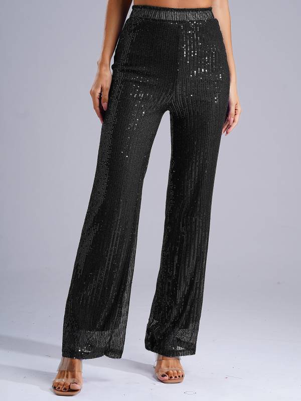 Women High Waist Glitter Sequins Loose Pants for Dance Party thumb