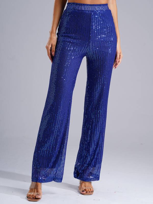 Women High Waist Glitter Sequins Loose Pants for Dance Party thumb