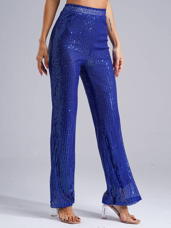 Women High Waist Glitter Sequins Loose Pants for Dance Party thumb