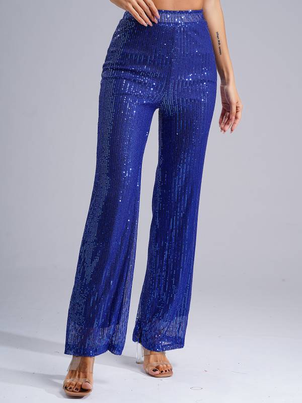 Women High Waist Glitter Sequins Loose Pants for Dance Party thumb