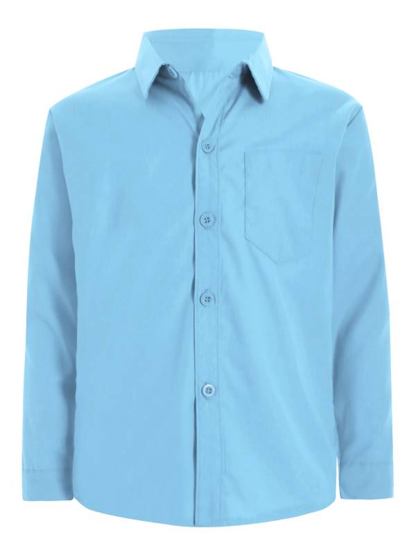 Kids Boys Long Sleeve Solid Color Button-Down Shirt thumb