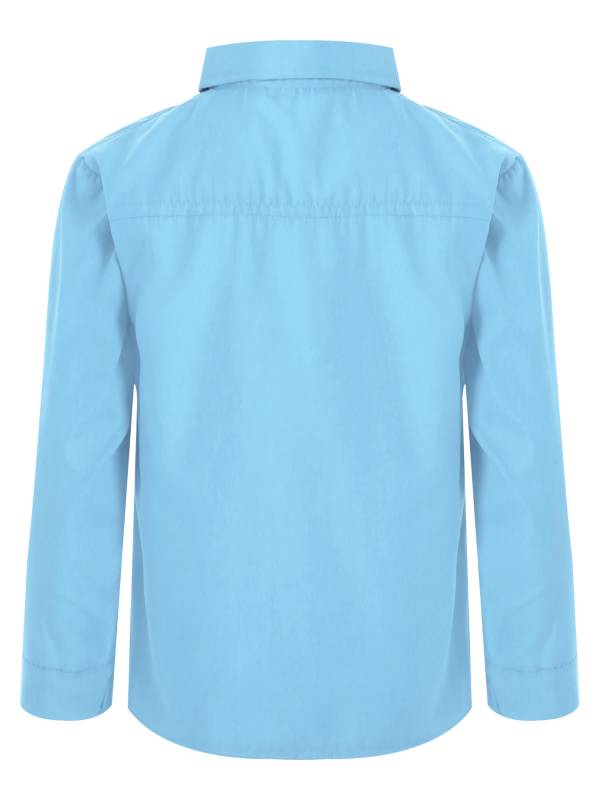 Kids Boys Long Sleeve Solid Color Button-Down Shirt thumb