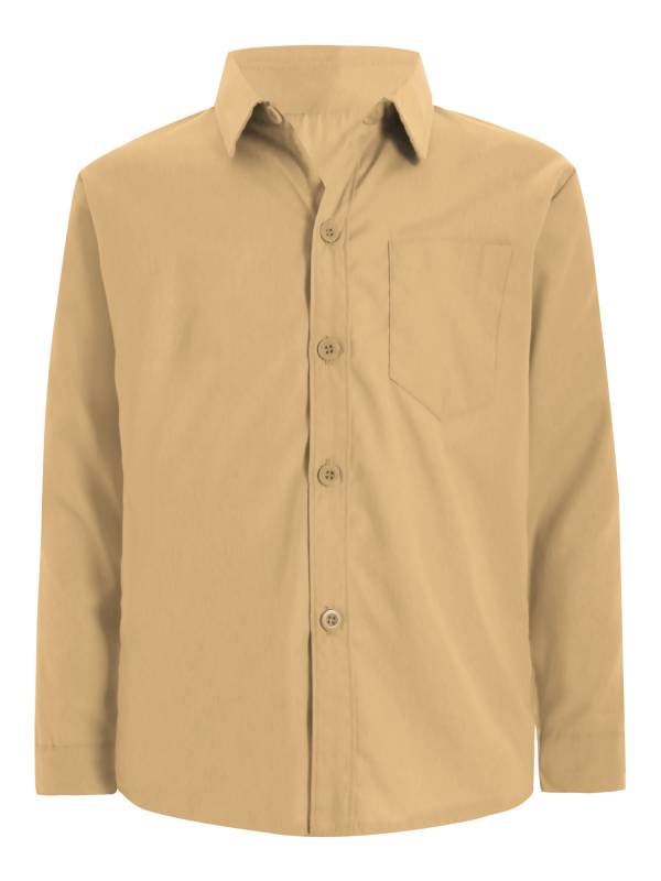 Kids Boys Long Sleeve Solid Color Button-Down Shirt thumb