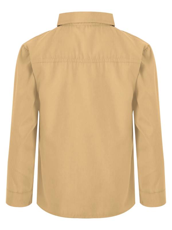 Kids Boys Long Sleeve Solid Color Button-Down Shirt thumb