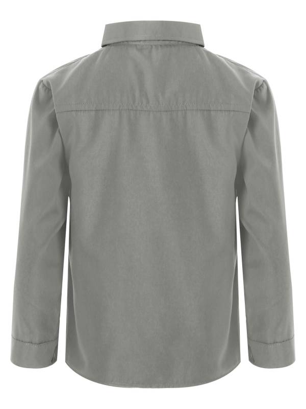 Kids Boys Long Sleeve Solid Color Button-Down Shirt thumb