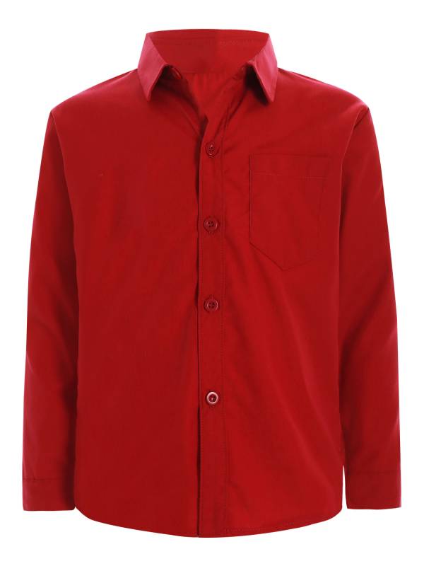 Kids Boys Long Sleeve Solid Color Button-Down Shirt thumb