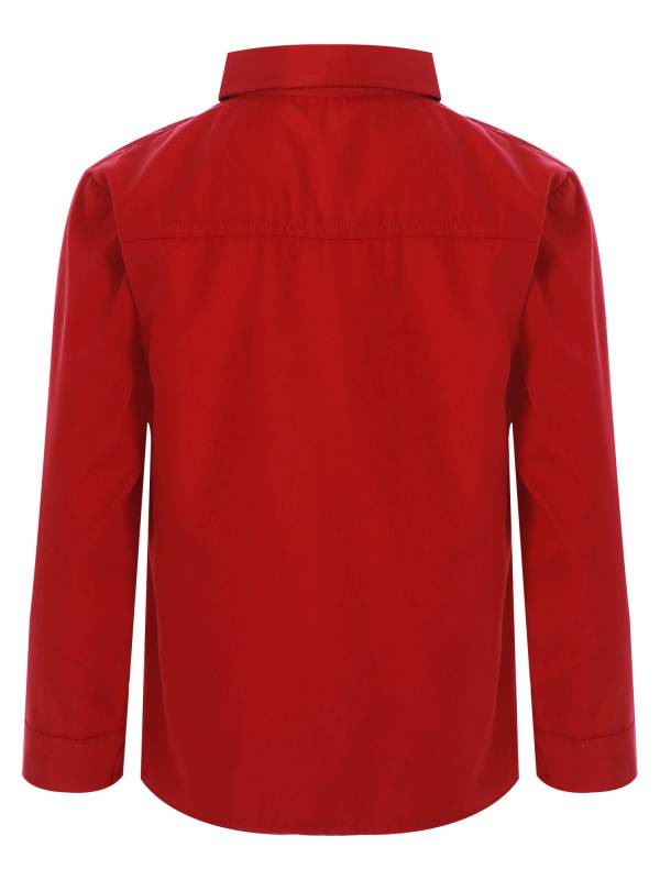 Kids Boys Long Sleeve Solid Color Button-Down Shirt thumb