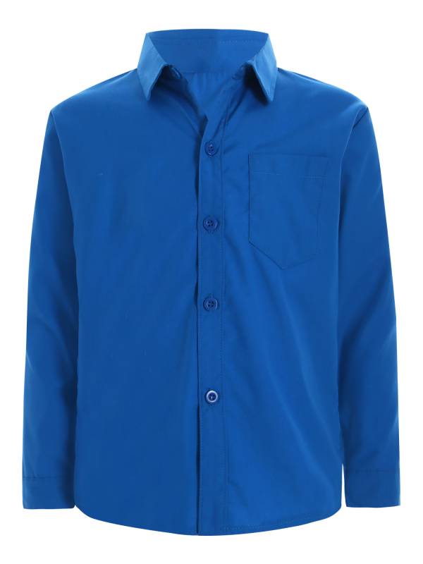 Kids Boys Long Sleeve Solid Color Button-Down Shirt thumb