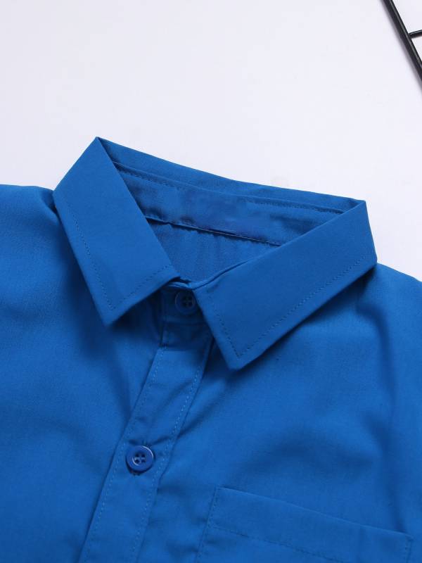 Kids Boys Long Sleeve Solid Color Button-Down Shirt thumb
