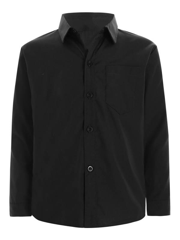 Kids Boys Long Sleeve Solid Color Button-Down Shirt thumb