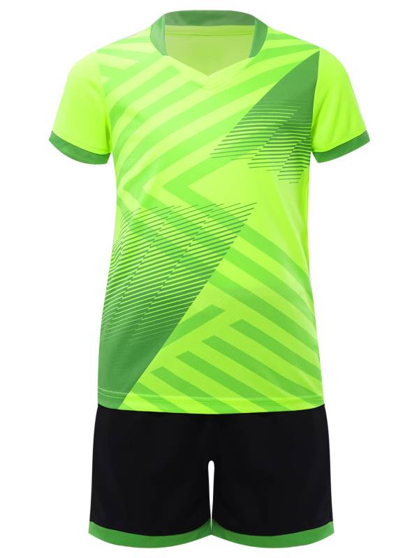 Kids Boys 2pcs Sports Set Football Quick-Drying Stripes T-shirt and Shorts thumb
