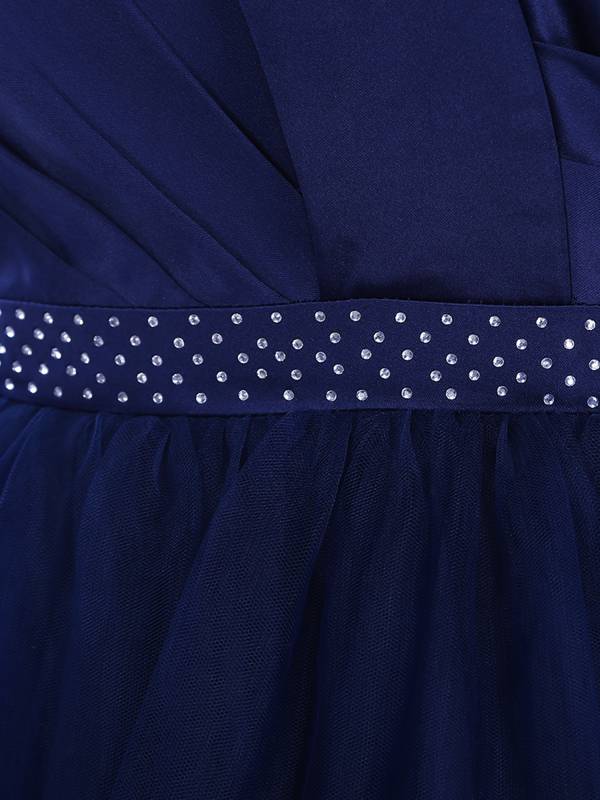 Women Off Shoulder Built-in Pad Rhinestones Tulle A-line Prom Dress thumb