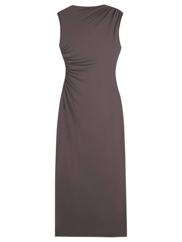 Women Bodycon Dress Mock Neck Sleeveless High Waist Split Cocktail Dress thumb