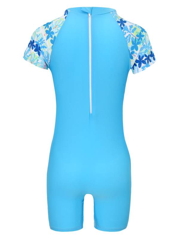 Boys One Piece Swimsuit Short Sleeve Zipper UPF 50+ Rash Guard thumb