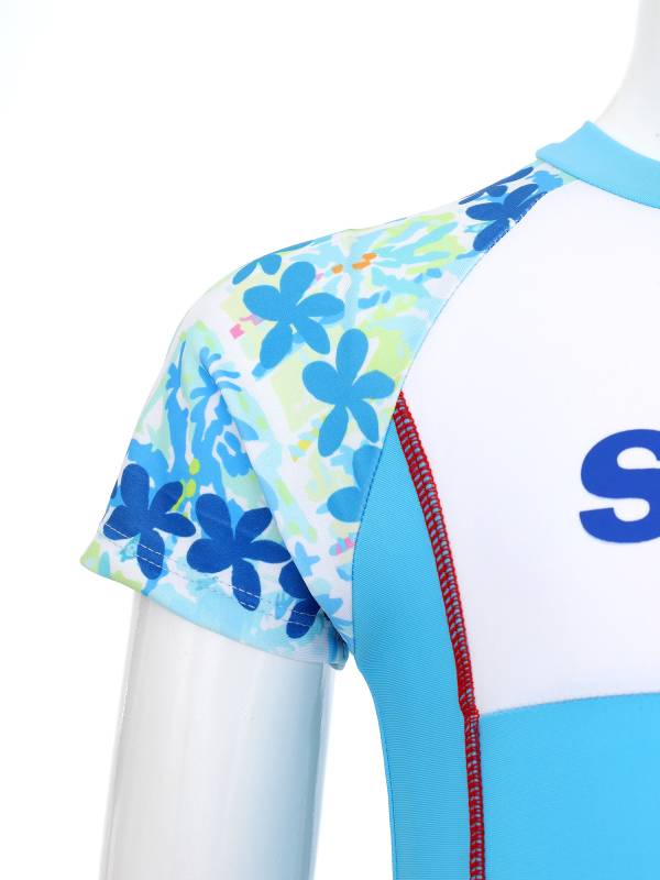 Boys One Piece Swimsuit Short Sleeve Zipper UPF 50+ Rash Guard thumb