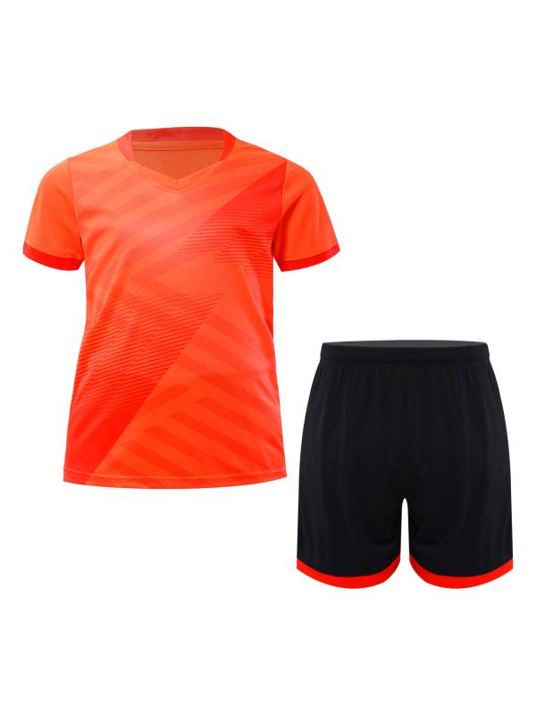 Kids Boys 2pcs Sports Set Football Quick-Drying Stripes T-shirt and Shorts thumb