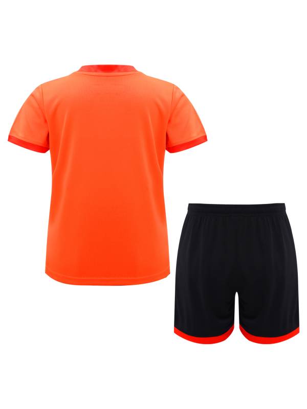 Kids Boys 2pcs Sports Set Football Quick-Drying Stripes T-shirt and Shorts thumb