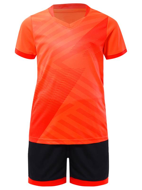 Kids Boys 2pcs Sports Set Football Quick-Drying Stripes T-shirt and Shorts thumb