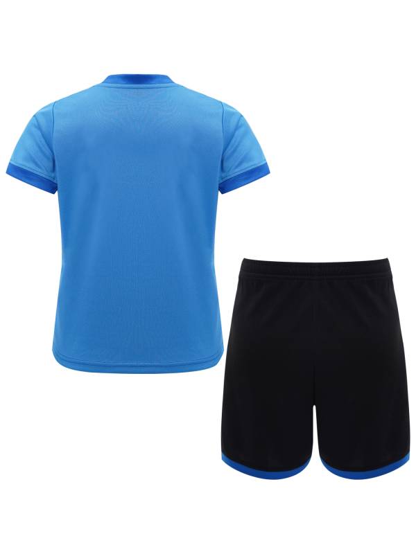 Kids Boys 2pcs Sports Set Football Quick-Drying Stripes T-shirt and Shorts thumb