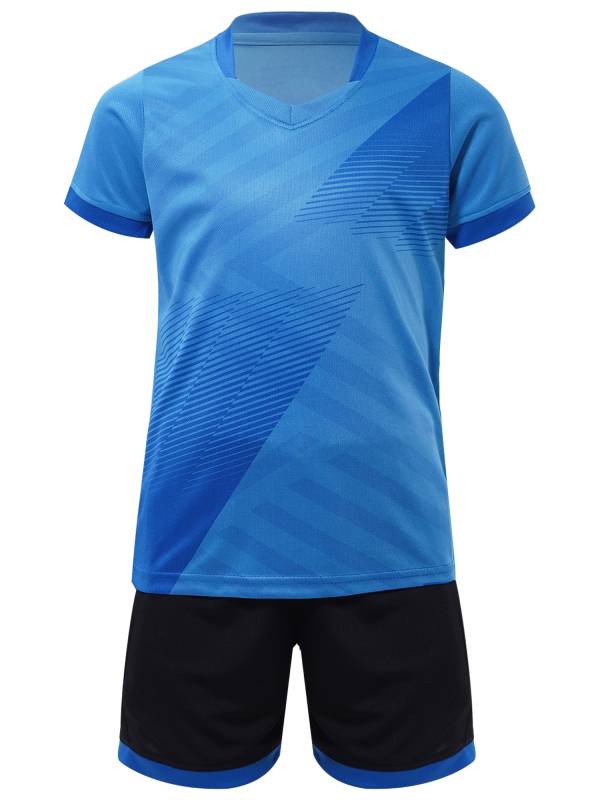 Kids Boys 2pcs Sports Set Football Quick-Drying Stripes T-shirt and Shorts thumb