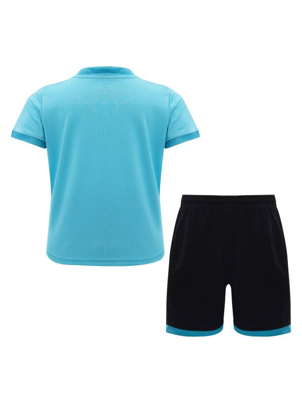Kids Boys 2pcs Sports Set Football Quick-Drying Stripes T-shirt and Shorts thumb