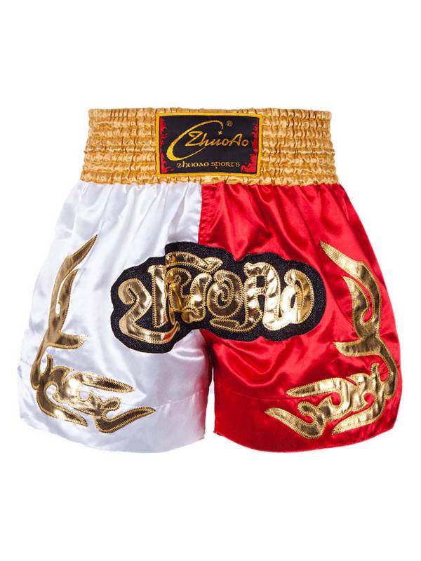 Kids Boys Color Block Elastic Waistband Side Slit Boxing Shorts thumb