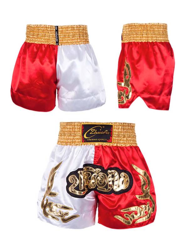 Kids Boys Color Block Elastic Waistband Side Slit Boxing Shorts thumb