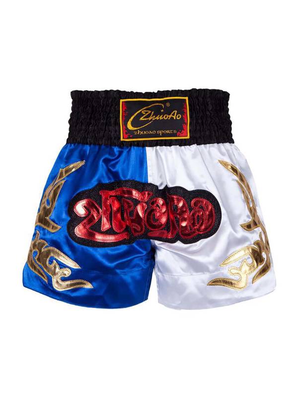 Kids Boys Color Block Elastic Waistband Side Slit Boxing Shorts thumb