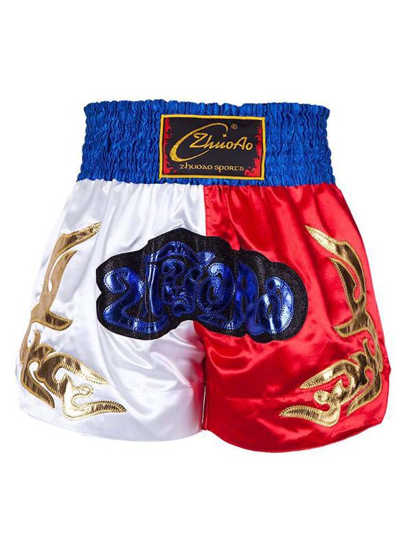 Kids Boys Color Block Elastic Waistband Side Slit Boxing Shorts thumb