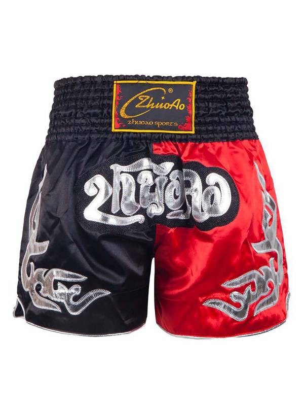 Kids Boys Color Block Elastic Waistband Side Slit Boxing Shorts thumb